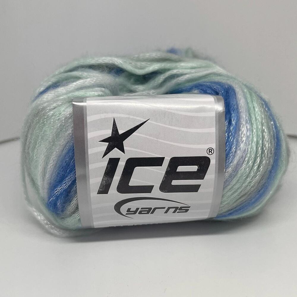 ICE Yarns Picasso Yarn, Blue White Gray Mint Variegated
